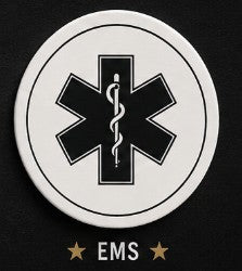 EMS logo with star of life symbol on a black background