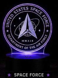 United States Space Force emblem with 'MMXIX' on a dark background